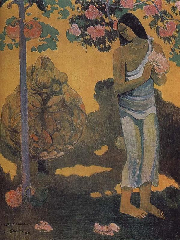 Paul Gauguin Woman holding flowers Norge oil painting art